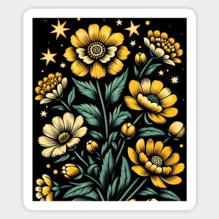 Yellow Floral Illustration Sticker